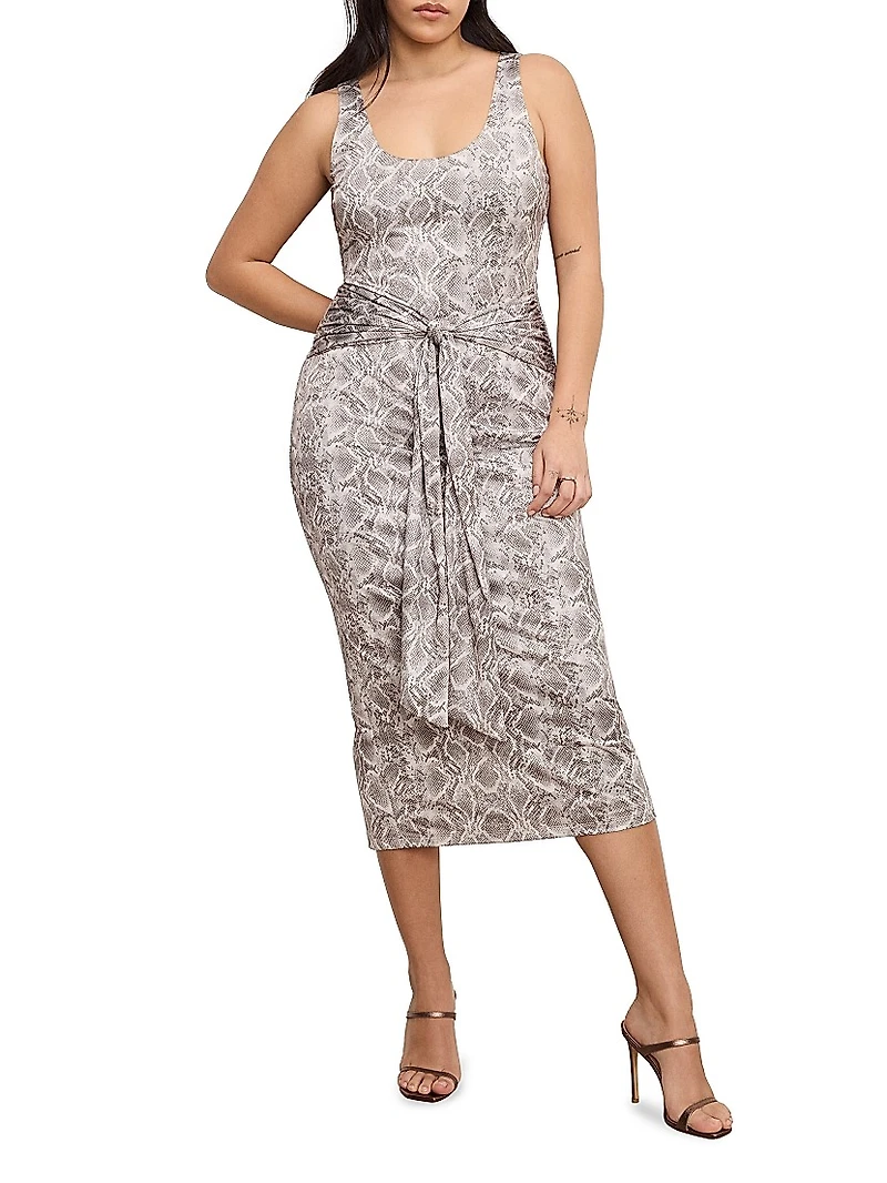 Slinky Jersey Ruched Midi-Dress