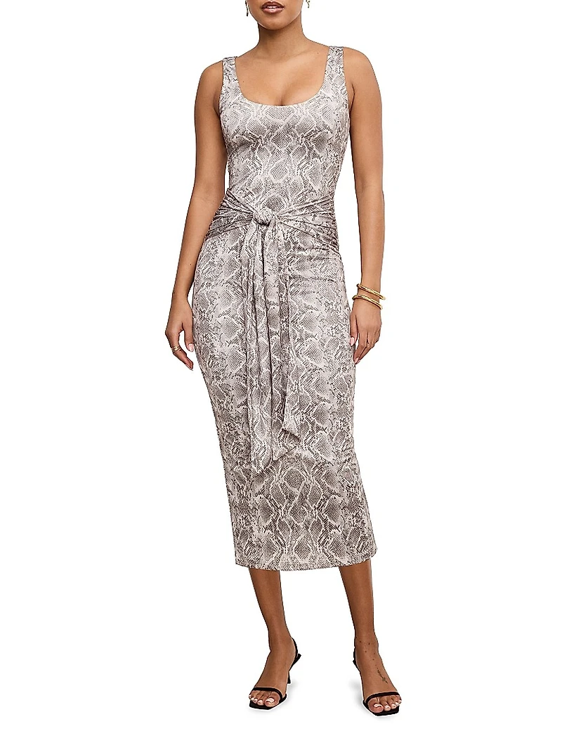 Slinky Jersey Ruched Midi-Dress
