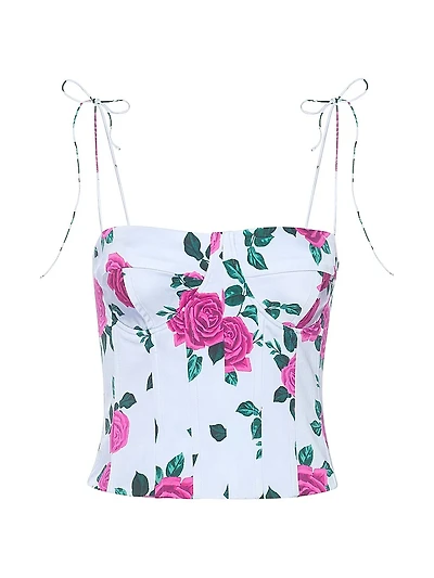 Vintage Rose Satin Bustier Top