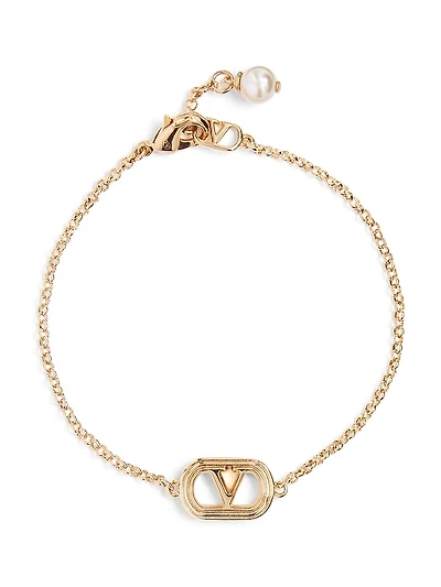 Oval Bracelet Metal and Swarovski Pearl