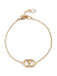 Oval Bracelet Metal and Swarovski Pearl