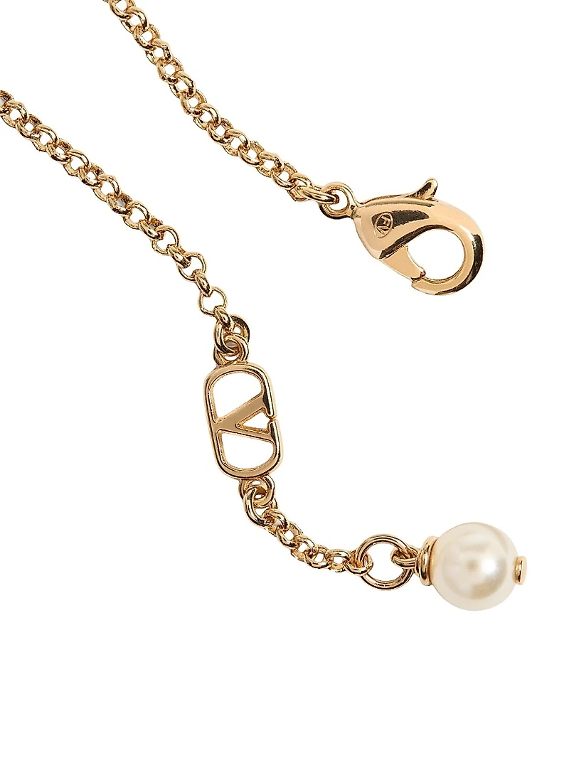 Oval Bracelet Metal and Swarovski Pearl