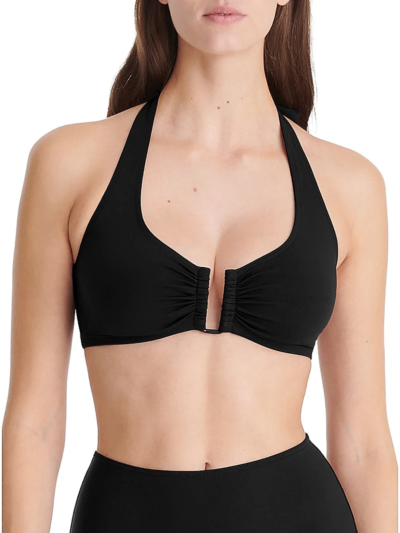 Dedicace Ruched Halter Bikini Top