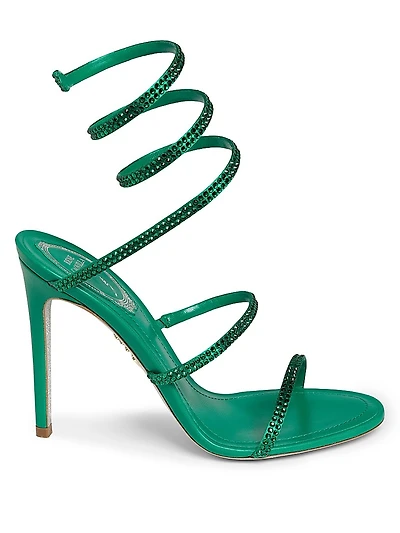 Cleo 105MM Embellished Satin Ankle-Wrap Sandals