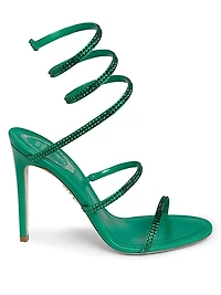 Cleo 105MM Embellished Satin Ankle-Wrap Sandals
