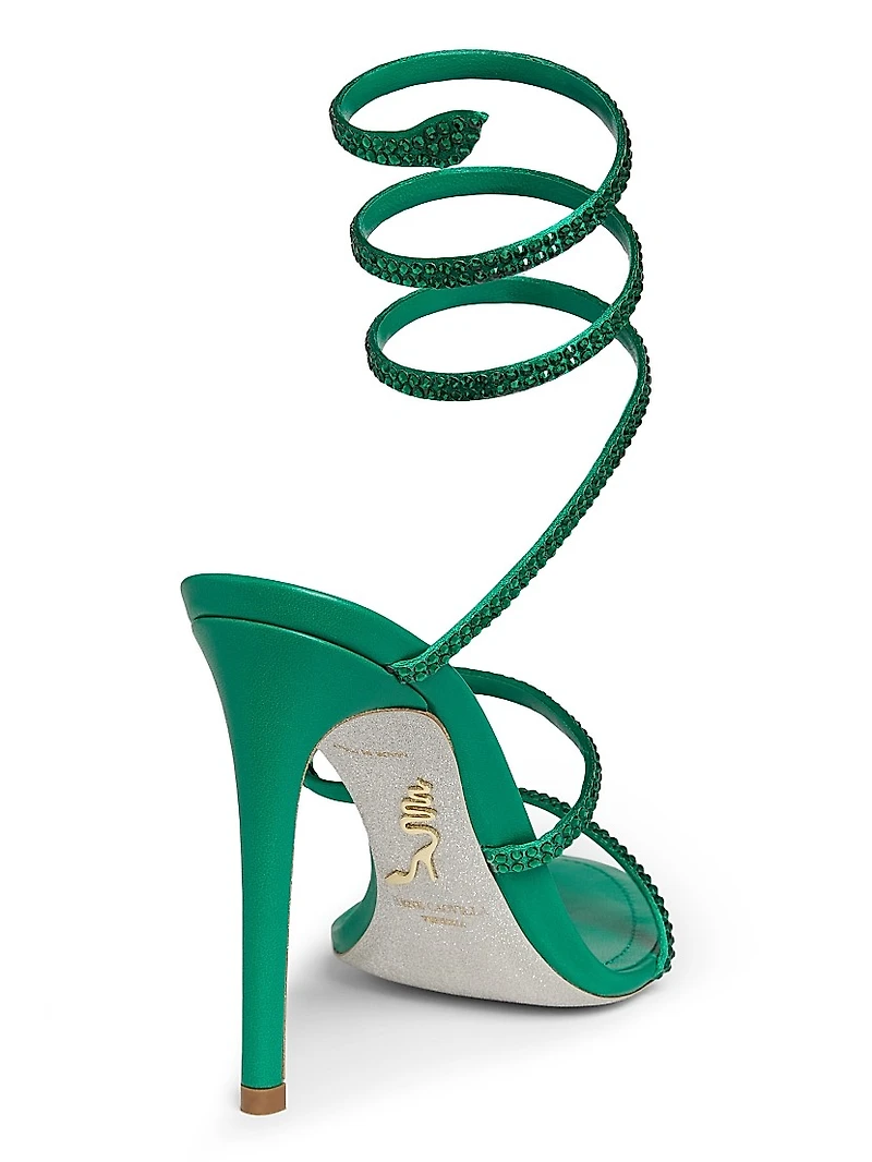 Cleo 105MM Embellished Satin Ankle-Wrap Sandals
