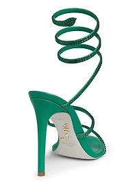 Cleo 105MM Embellished Satin Ankle-Wrap Sandals