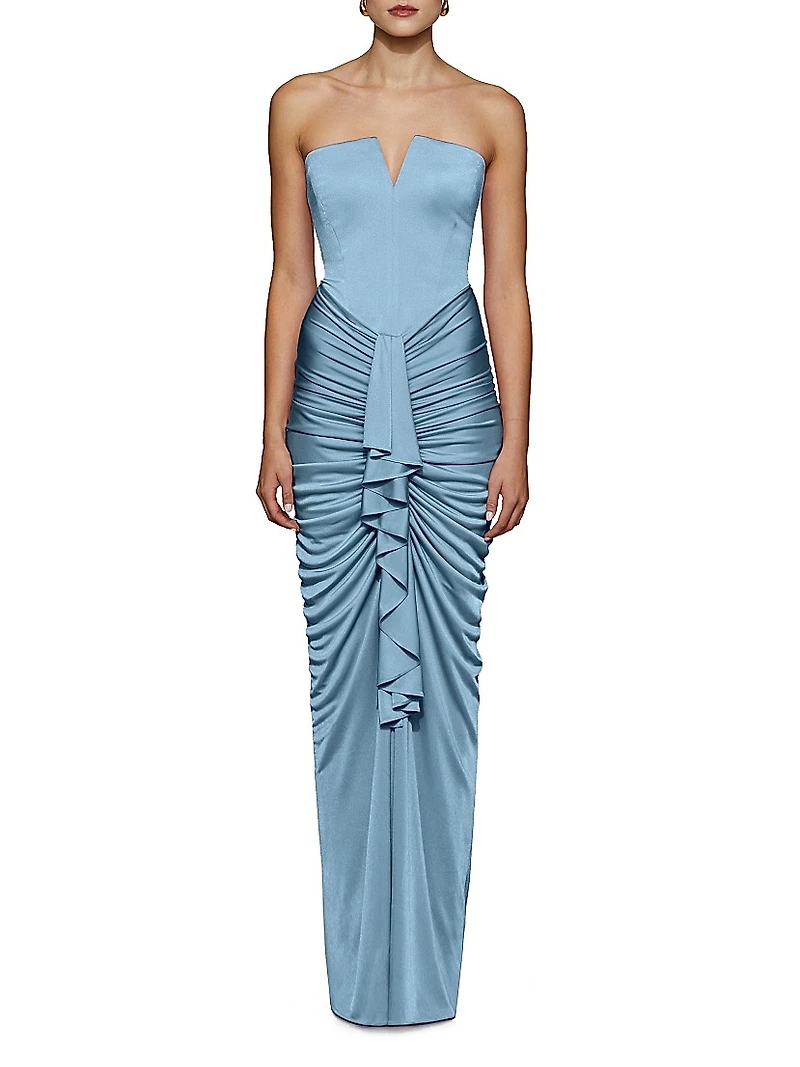 Selena Strapless Drape Column Gown