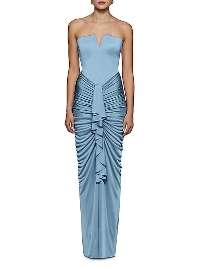 Selena Strapless Drape Column Gown