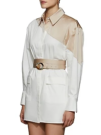 Halle Poplin & Satin Belted Shirt Dress