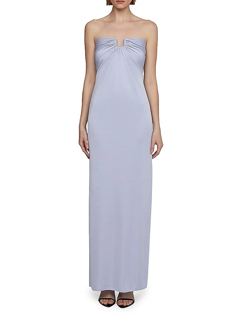 Lila Satin Strapless Gown
