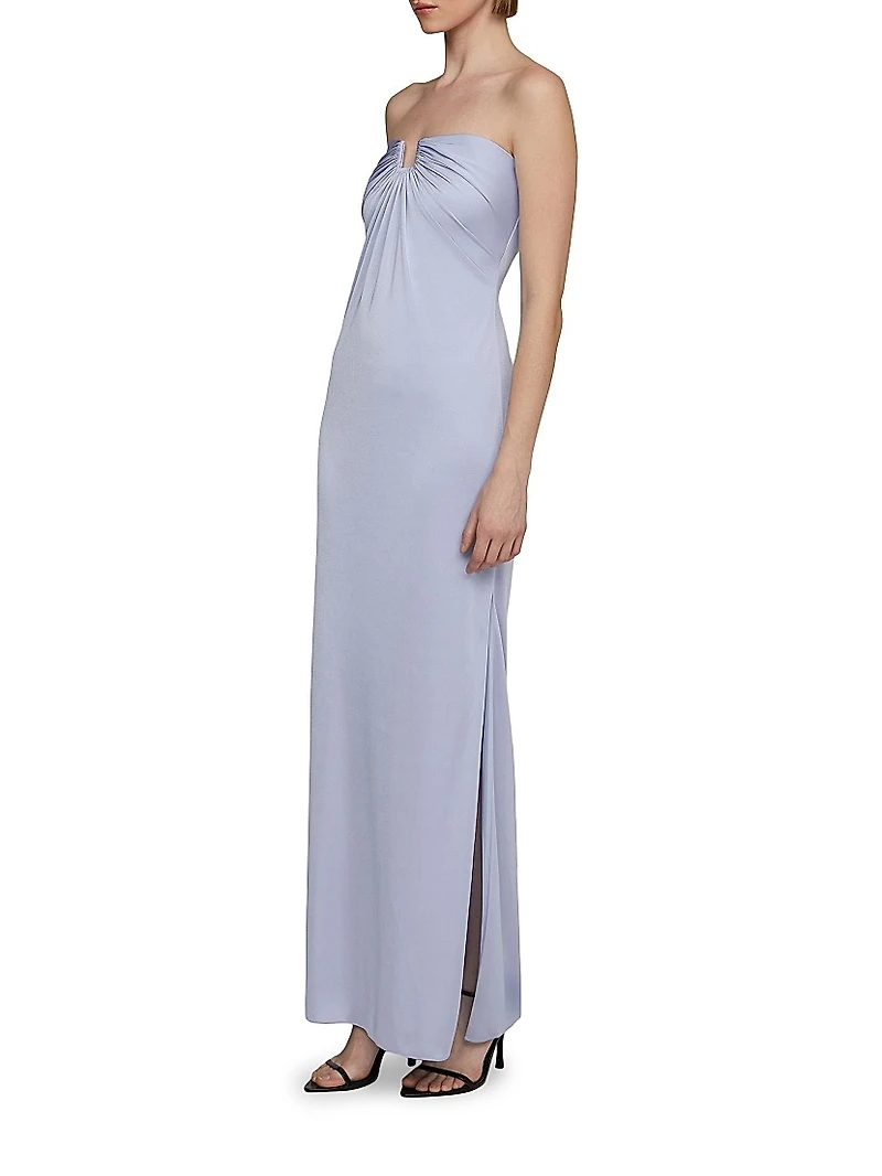 Lila Satin Strapless Gown