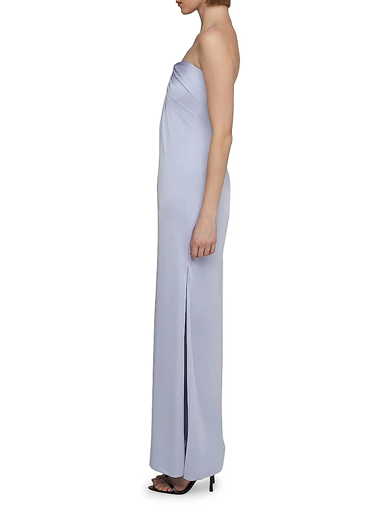 Lila Satin Strapless Gown
