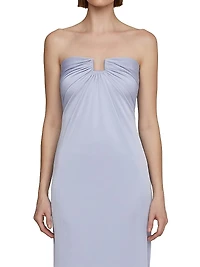 Lila Satin Strapless Gown