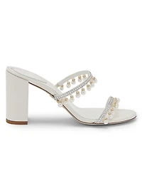 80MM Chandelier Imitation Pearl & Rhinestone Satin Mules