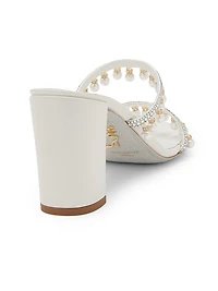 80MM Chandelier Imitation Pearl & Rhinestone Satin Mules