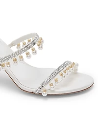 80MM Chandelier Imitation Pearl & Rhinestone Satin Mules