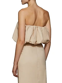 Kira Stretch-Cotton Strapless Bandeau Crop Top