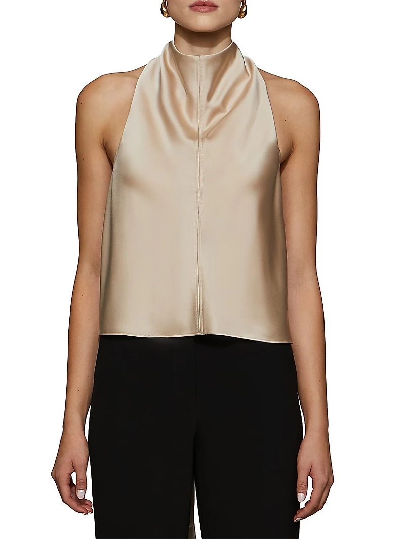 Raven Satin Cowlneck Top