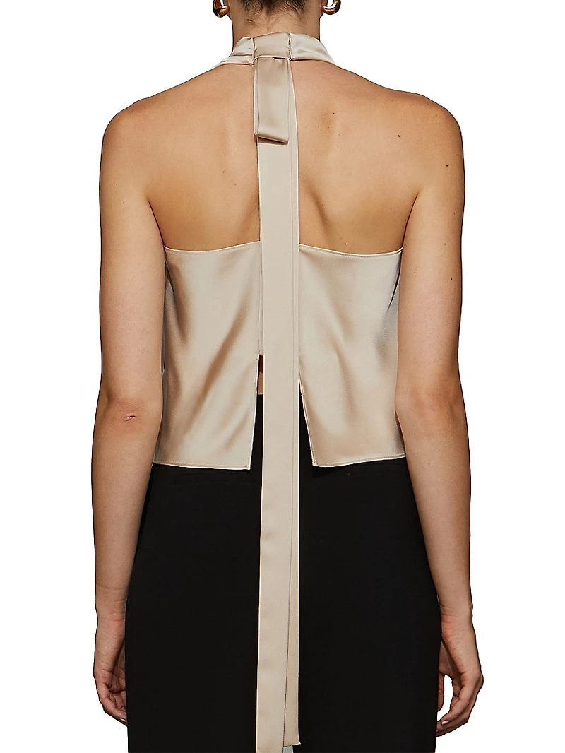 Raven Satin Cowlneck Top