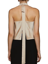 Raven Satin Cowlneck Top