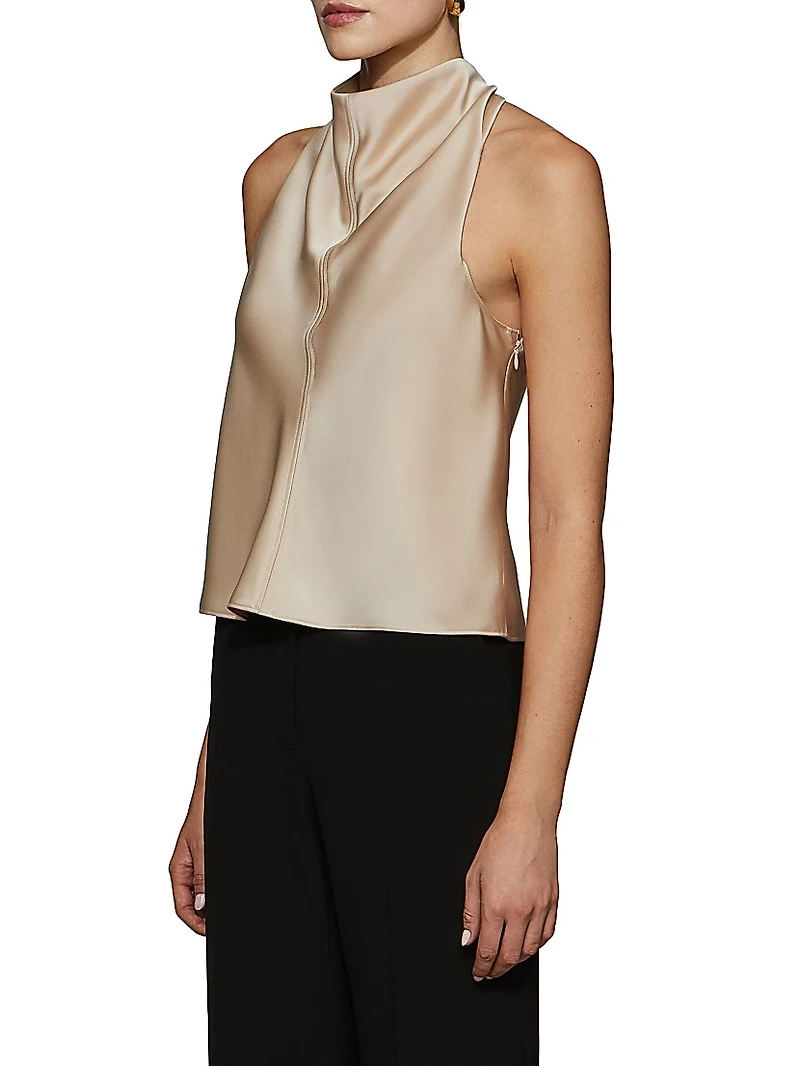 Raven Satin Cowlneck Top