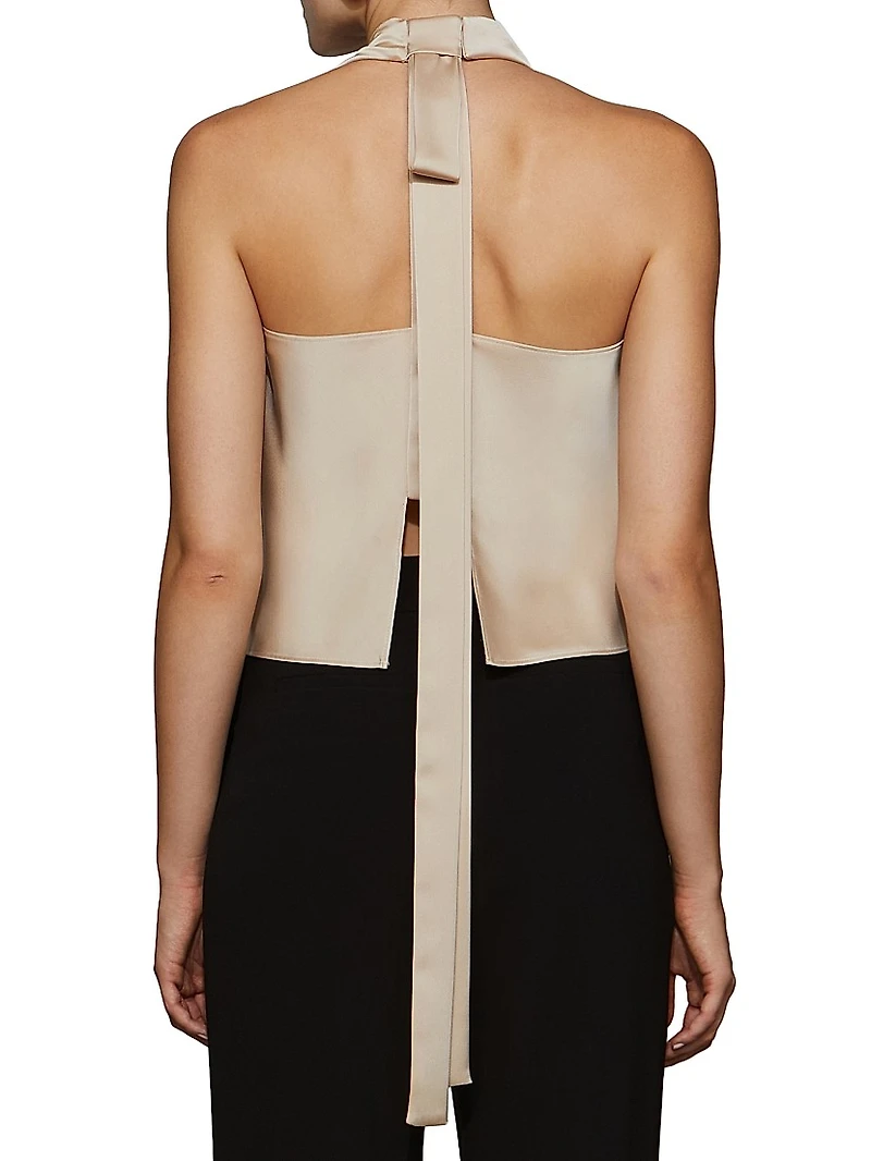 Raven Satin Cowlneck Top