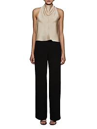Raven Satin Cowlneck Top