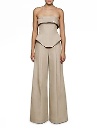 Jordan Denim Corset Wide-Leg Jumpsuit