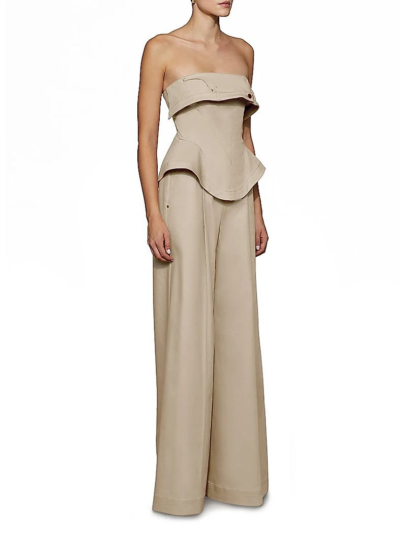 Jordan Denim Corset Wide-Leg Jumpsuit