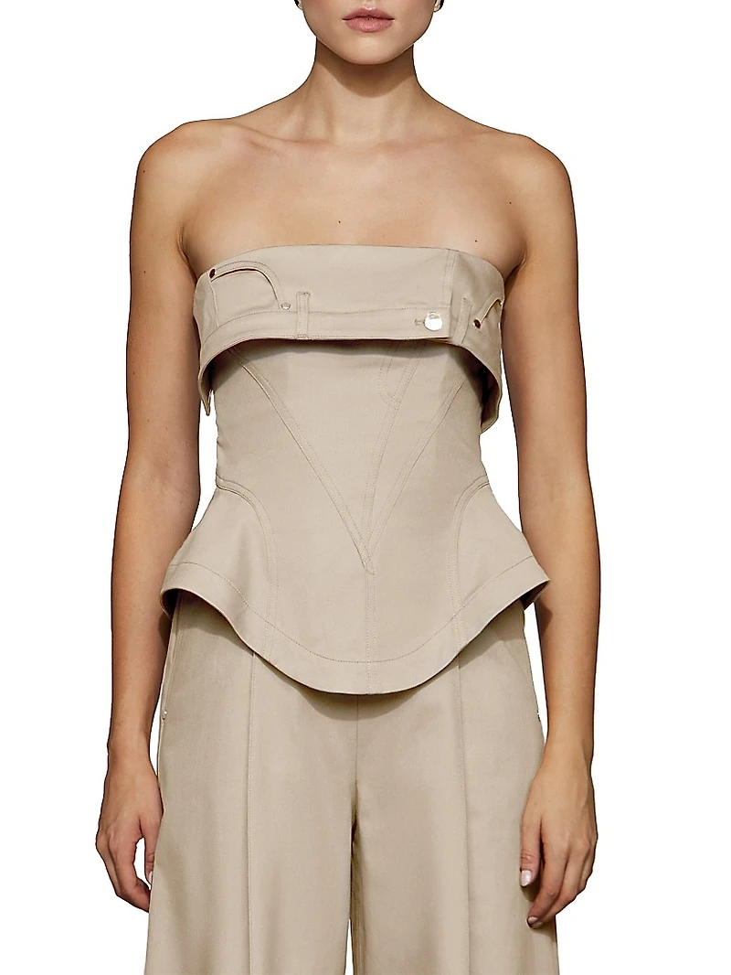 Jordan Denim Corset Wide-Leg Jumpsuit