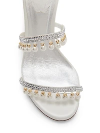 105MM Chandelier Imitation Pearl Satin Sandals
