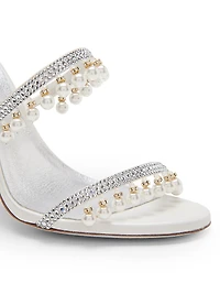 105MM Chandelier Imitation Pearl Satin Sandals
