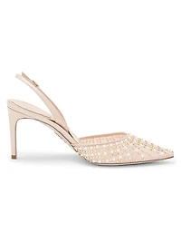Embellished 80MM Lace Slingback Pumps