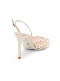 Embellished 80MM Lace Slingback Pumps