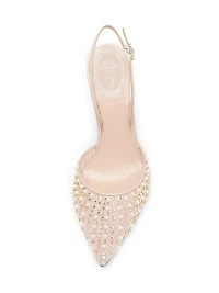 Embellished 80MM Lace Slingback Pumps