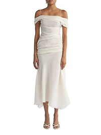 Gathered Off-the-Shoulder Cocktail Dress