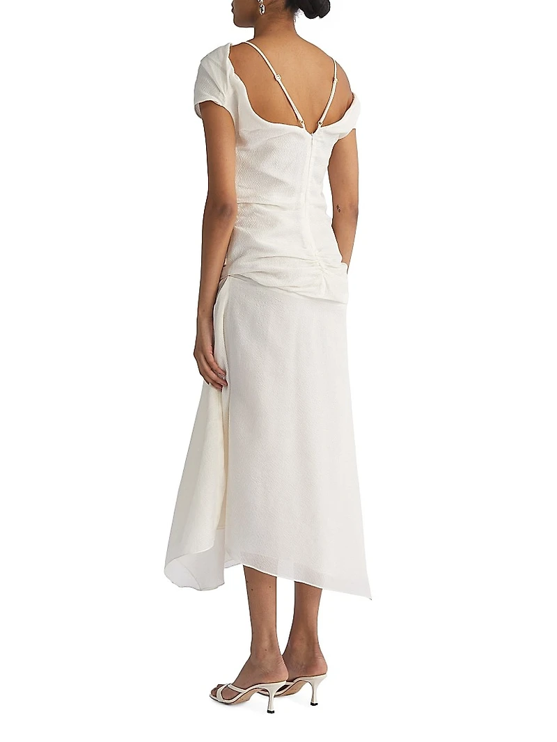 Gathered Off-the-Shoulder Cocktail Dress