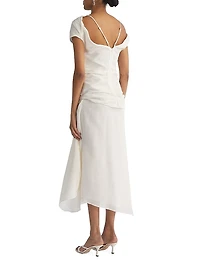 Gathered Off-the-Shoulder Cocktail Dress