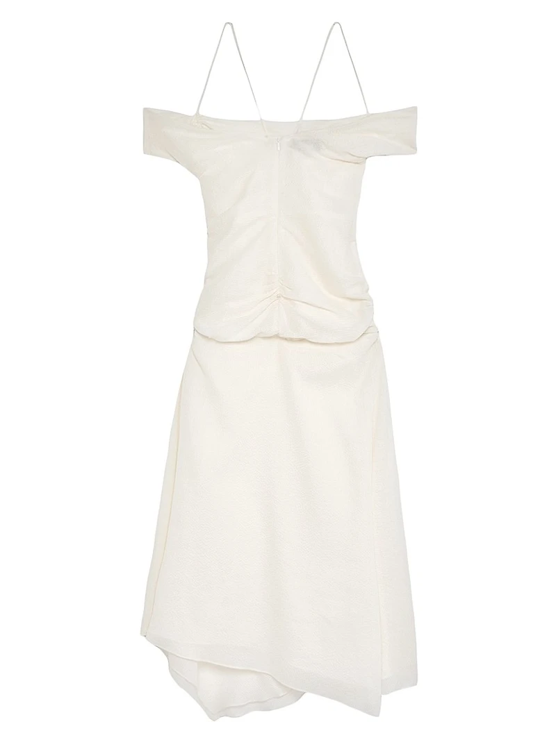 Gathered Off-the-Shoulder Cocktail Dress