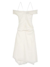 Gathered Off-the-Shoulder Cocktail Dress