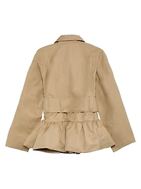 Cotton Twill Belted Peplum Raincoat
