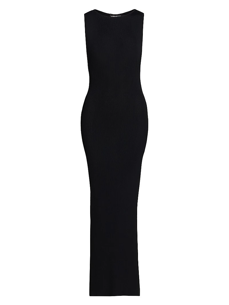 Giovanna Rib-Knit Slit Maxi Dress