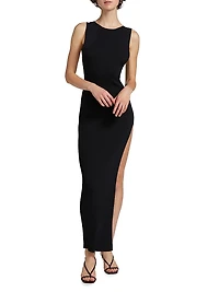 Giovanna Rib-Knit Slit Maxi Dress