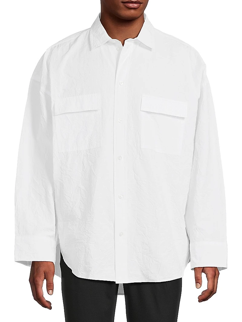 Relaxed-Fit Crinkle Long-Sleeve Shirt