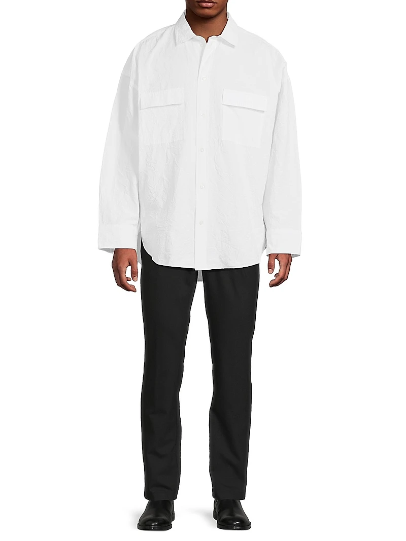 Relaxed-Fit Crinkle Long-Sleeve Shirt