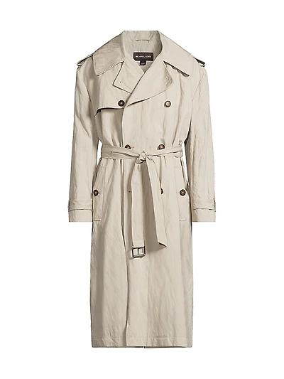 Crinkle Cotton Oversized Trench Coat