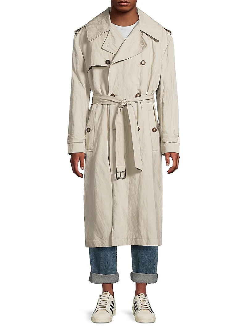 Crinkle Cotton Oversized Trench Coat