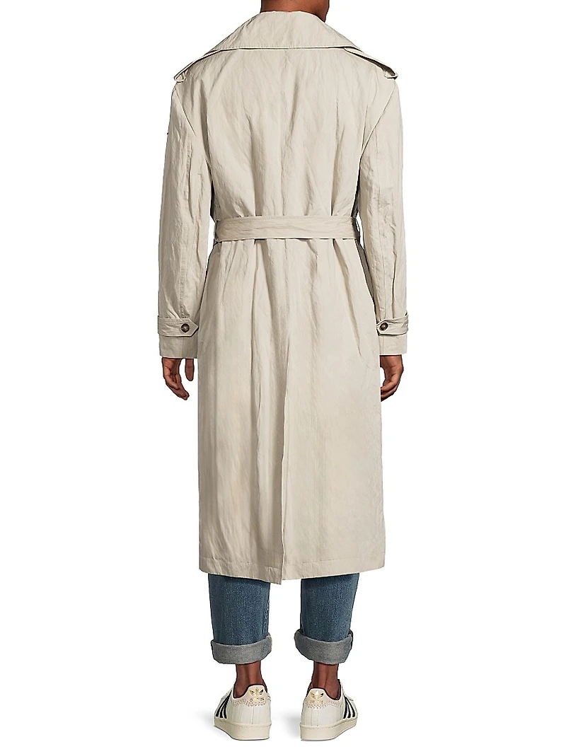 Crinkle Cotton Oversized Trench Coat