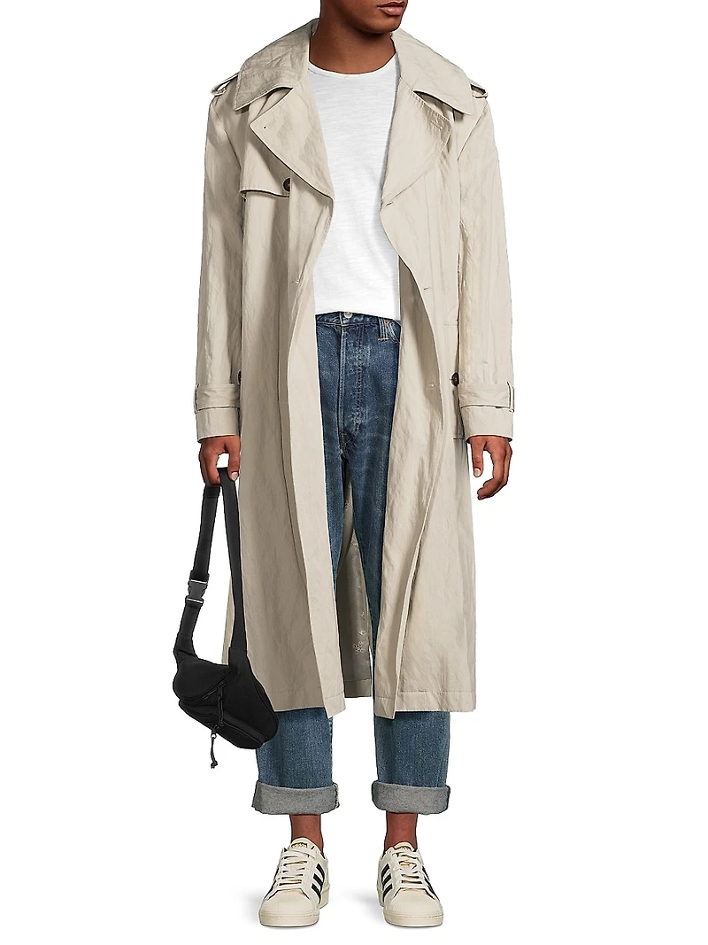 Crinkle Cotton Oversized Trench Coat